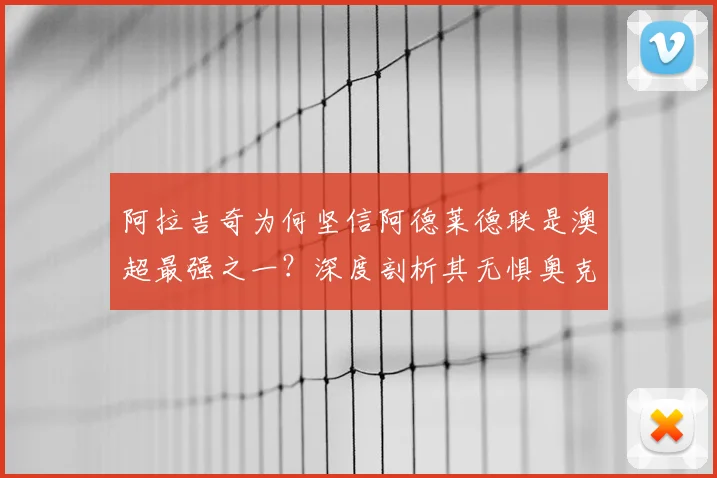 阿拉吉奇为何坚信阿德莱德联是澳超最强之一？深度剖析其无惧奥克兰FC的战术底气